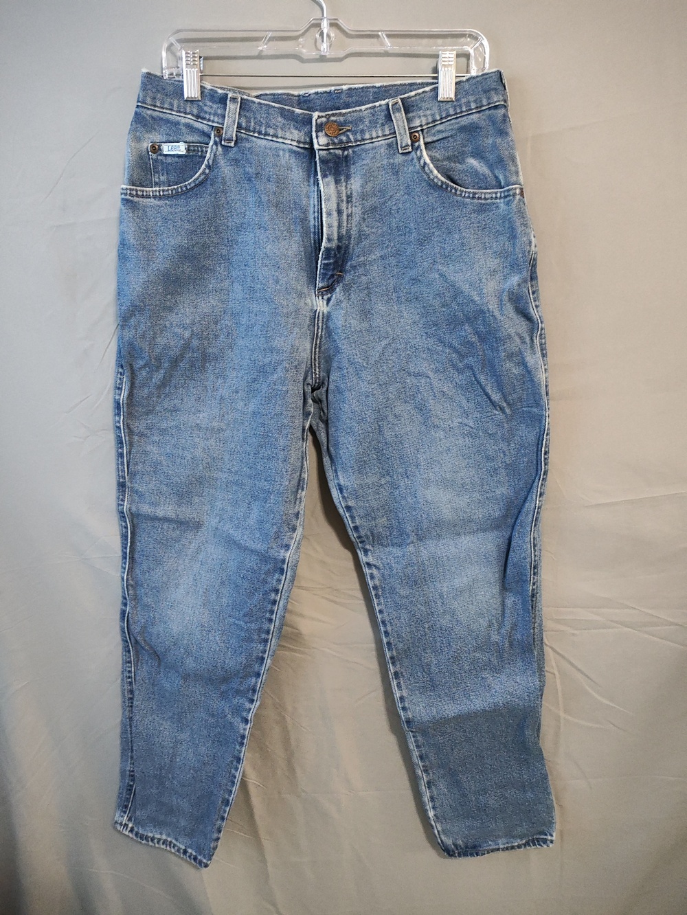 Vintage Lee Jeans Womens 14 Medium Blue High Rise Tapered Leg USA Denim 90s